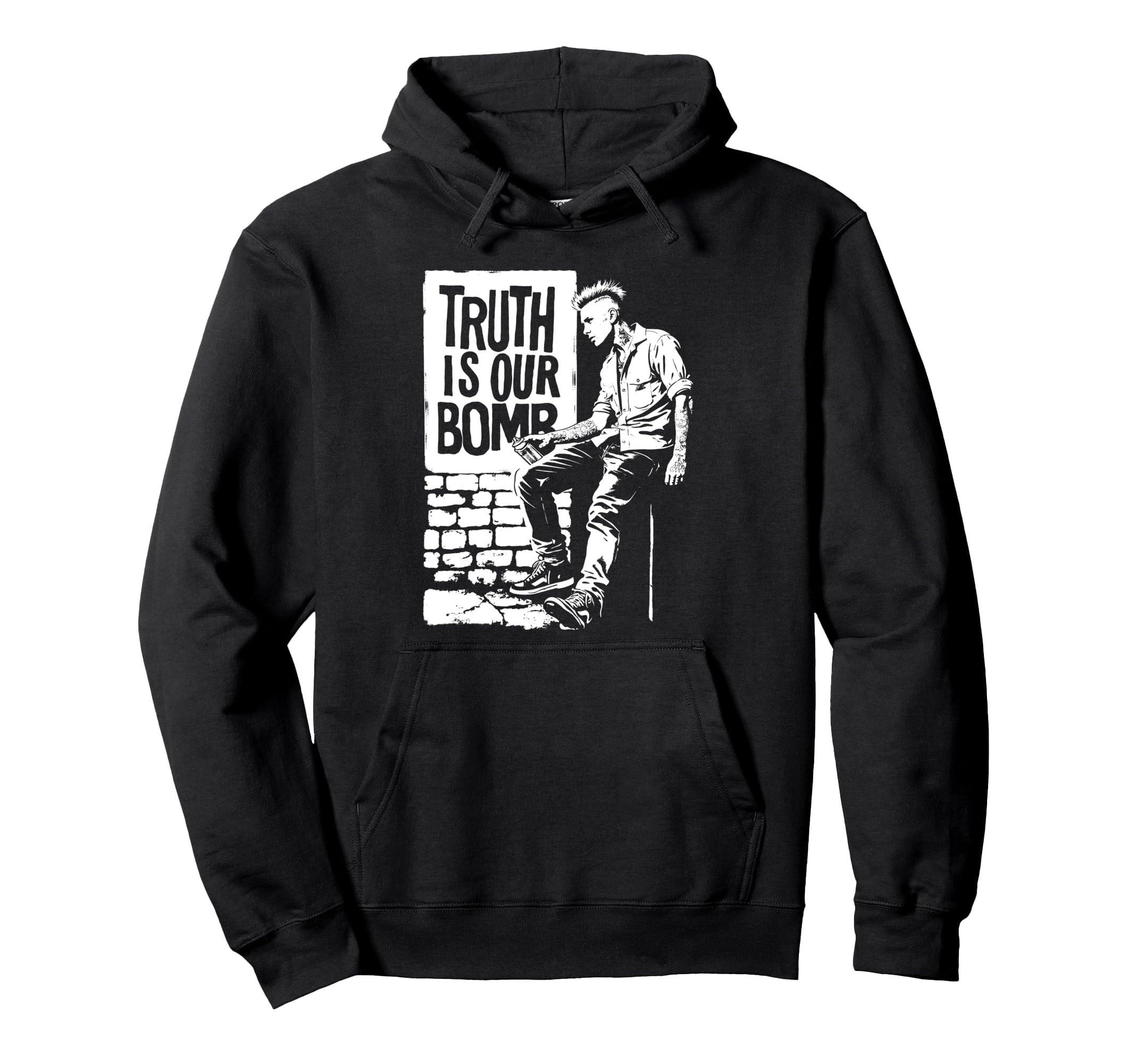 Punk Rock 90S Grunge Distressed Hoodie - Casual Everyday Wear Men Women - T-Shirt, Sweatshirt, Hoodie