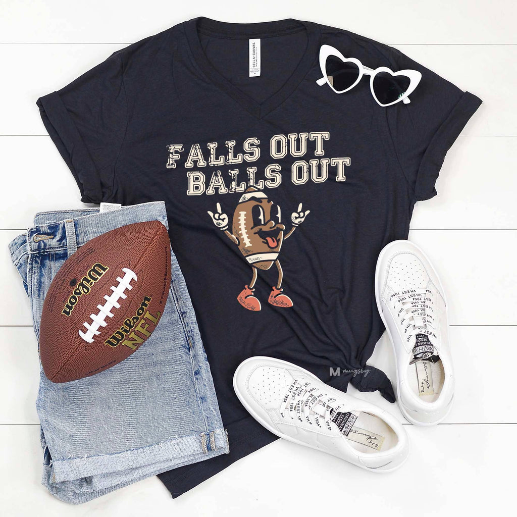 Falls Out Balls Football Graphic Vneck - Adult & Kids T-Shirts, Sweatshirts & Hoodies apparel design preview 1