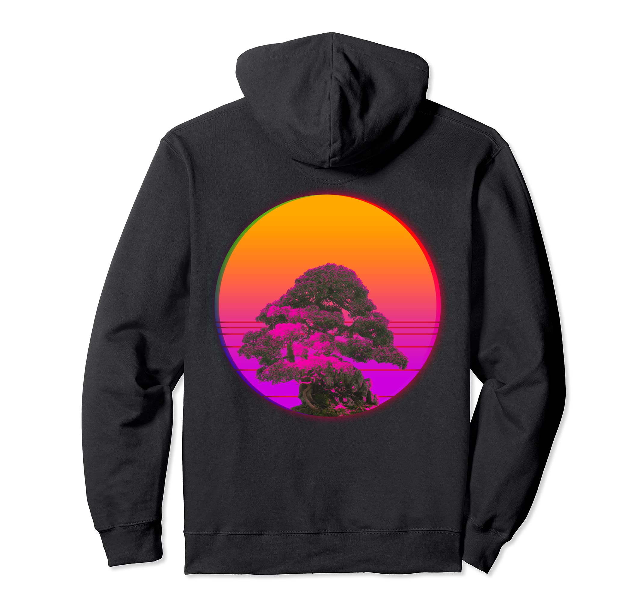 Vaporwave Aesthetic Japanese Tree Moon Hoodie - Minimalist Print Unisex - T-Shirt, Sweatshirt, Hoodie