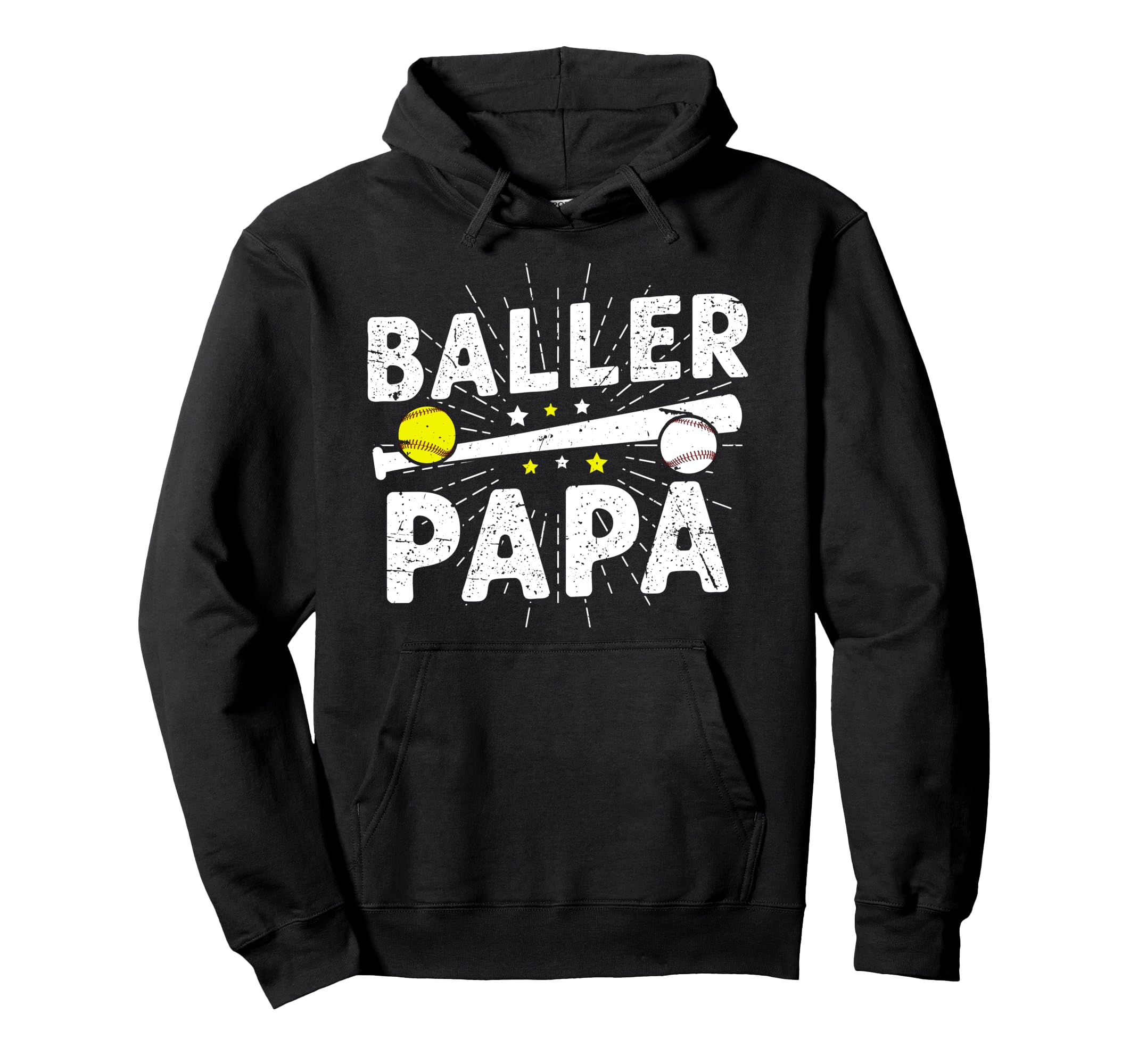 Baller Papa Proud Softball Baseball Hoodie - Streetwear Style Men Women - T-Shirt, Sweatshirt, Hoodie