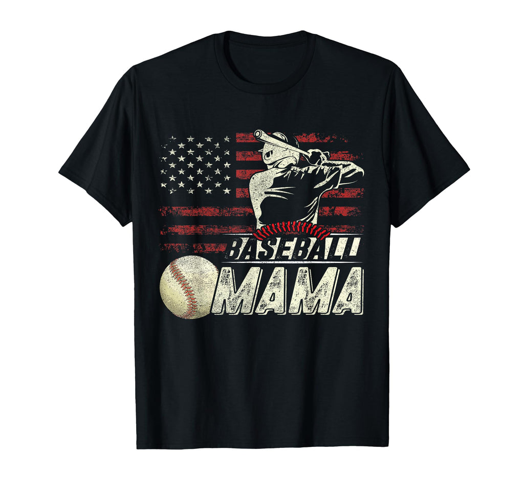 Baseball Mama Us Flag Gifts Mama T-Shirt - Novelty Apparel Men Women - T-Shirt, Sweatshirt, Hoodie