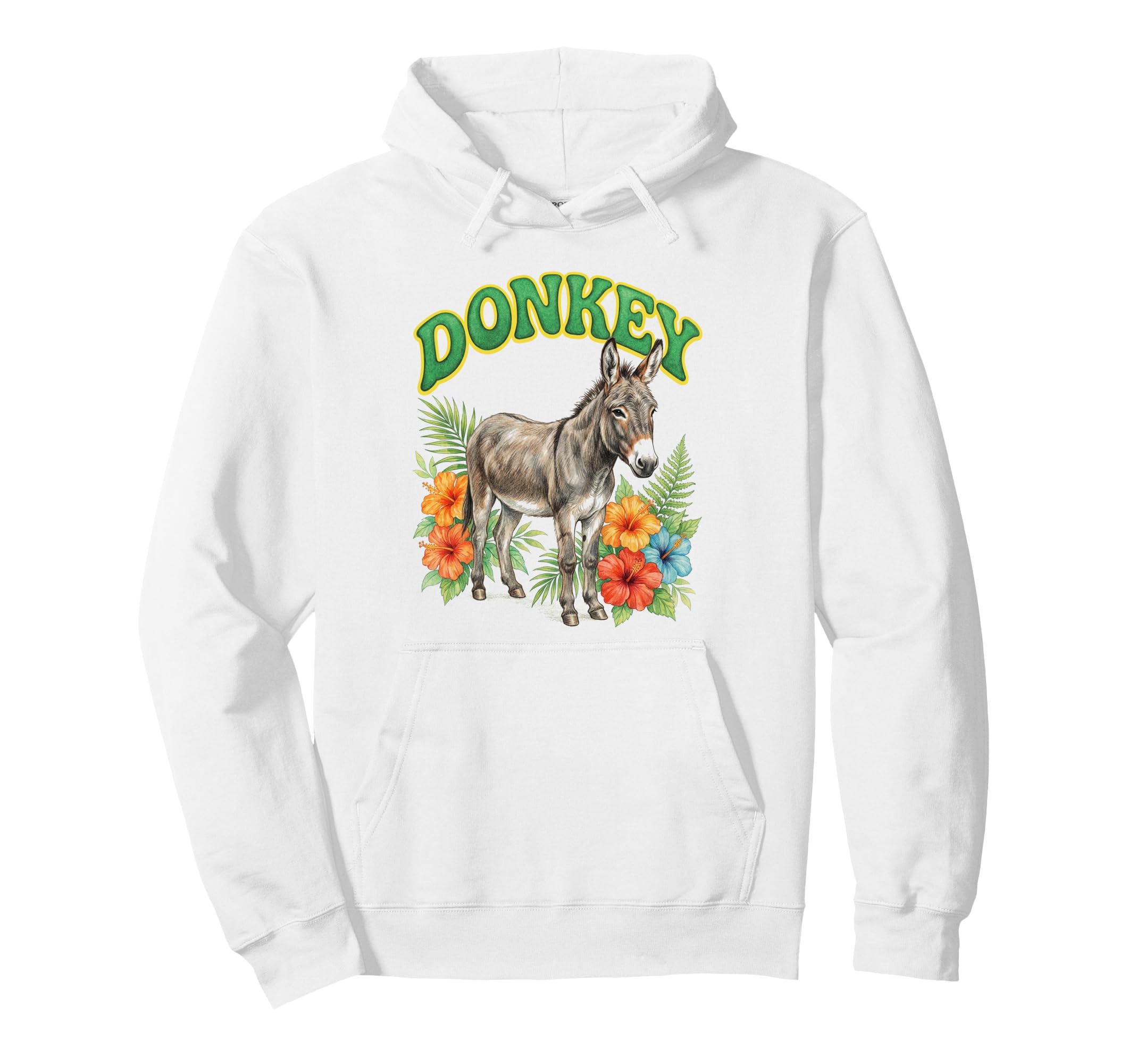 Donkey Groovy Floral Donkey Hoodie - Custom Art Print for Adults - T-Shirt, Sweatshirt, Hoodie