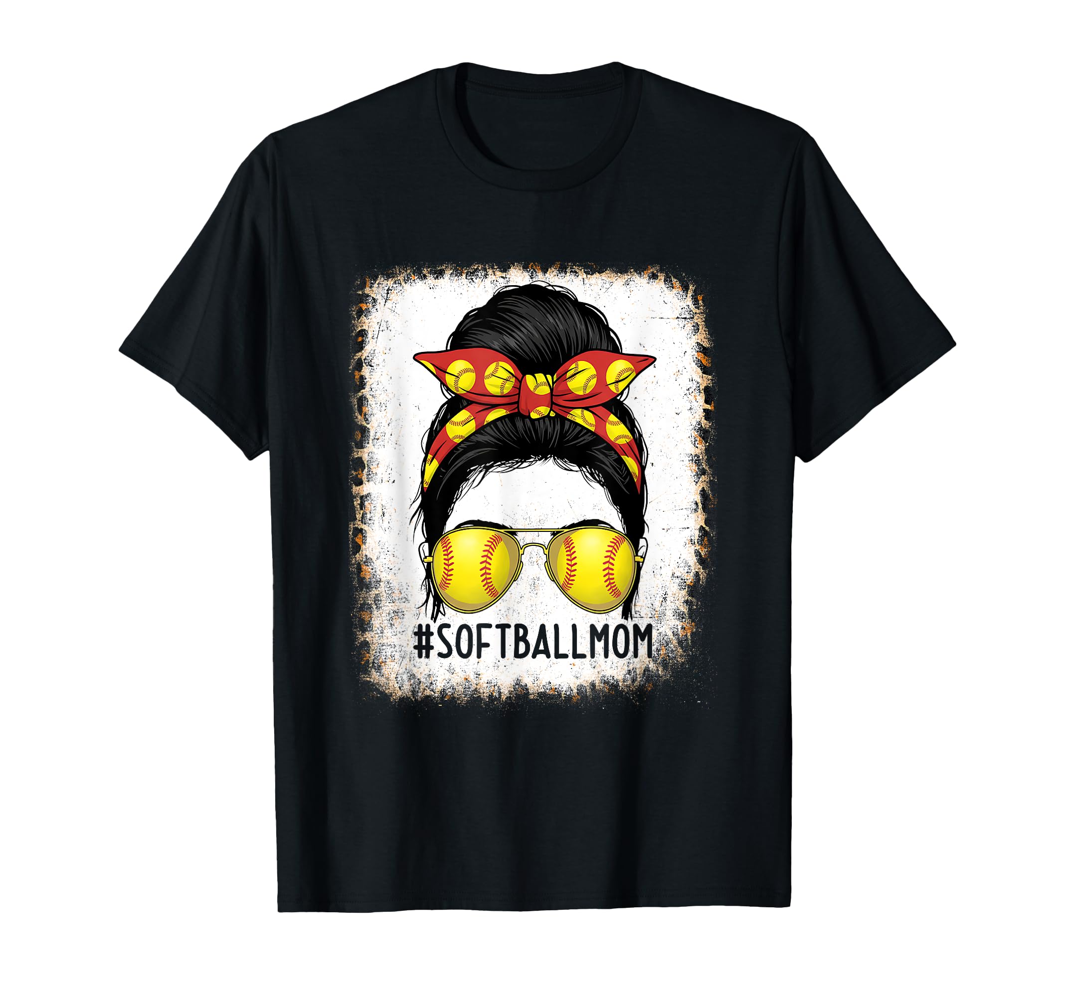 Funny Softball Mom Messy Bun Sports T-Shirt - Fun Novelty Design Unisex - T-Shirt, Sweatshirt, Hoodie