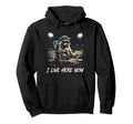 Raccoon I Live Here Now Baseball Field Hoodie - Novelty Apparel for Adults - T-Shirt, Sweatshirt, Hoodie