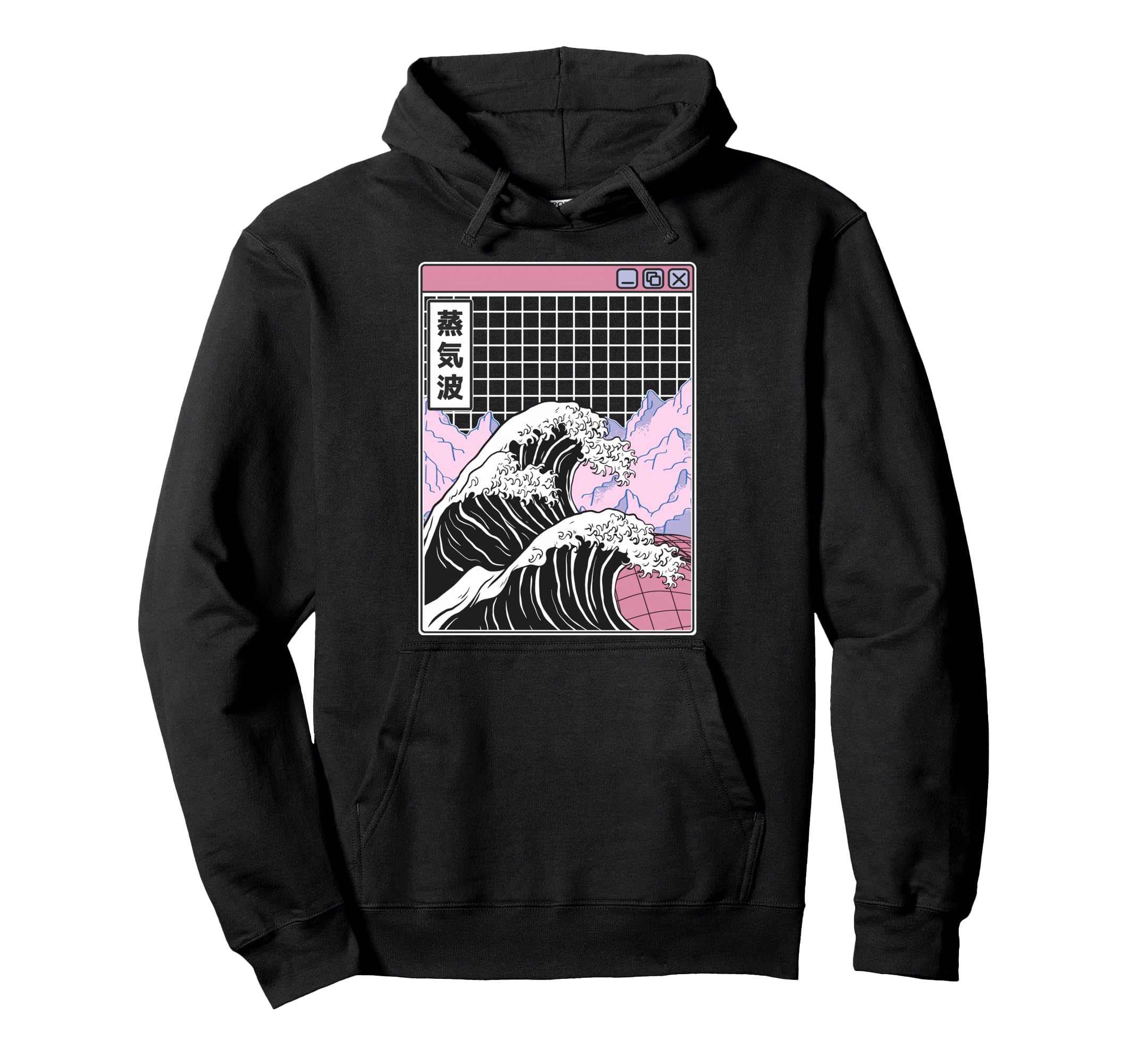 Kanagawa Wave Japan Digital Grid Hoodie - Minimalist Print Unisex - T-Shirt, Sweatshirt, Hoodie