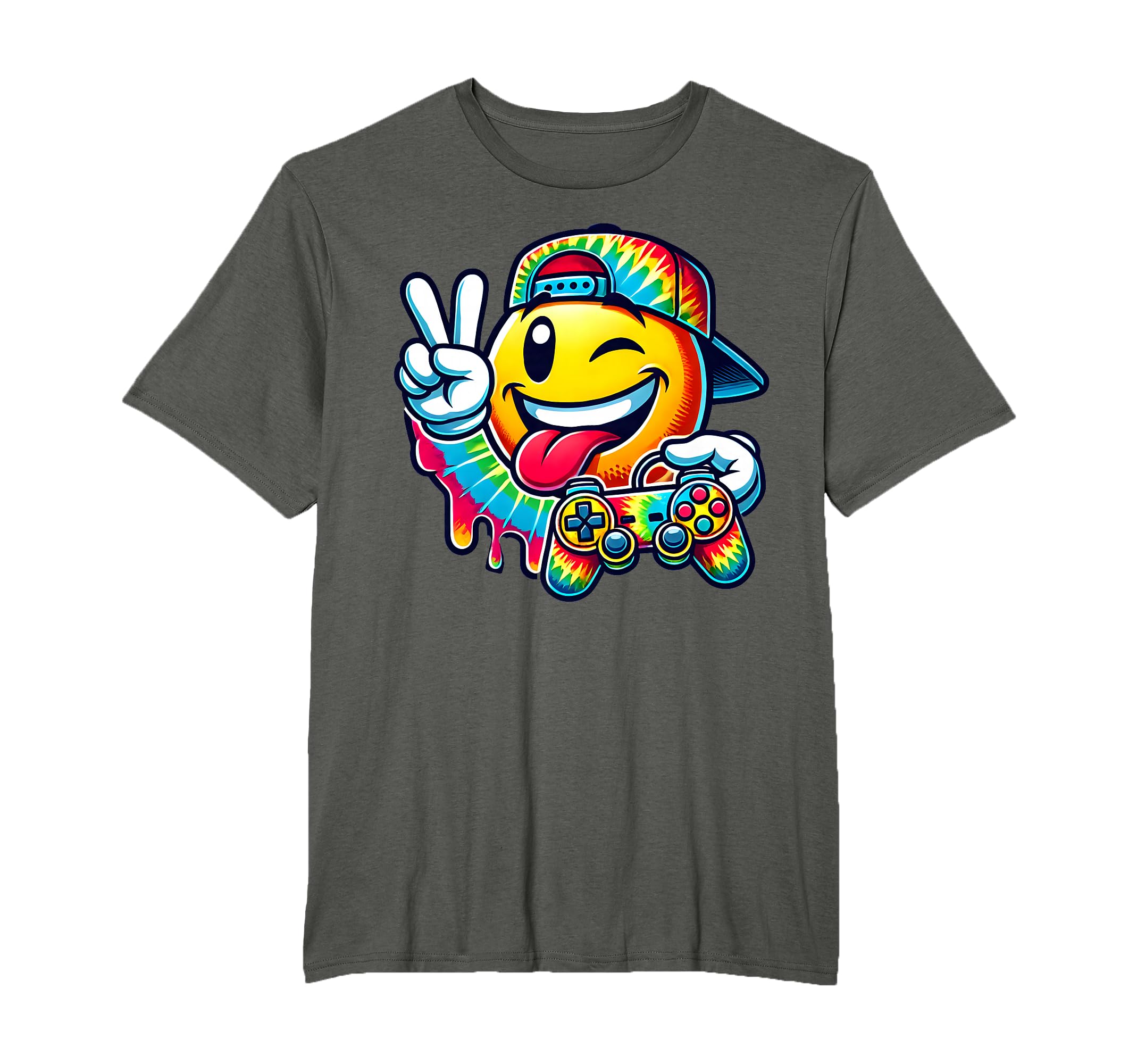 Groovy Tie Dye Gaming 70S Smile Peace T-Shirt - Novelty Apparel for Adults - T-Shirt, Sweatshirt, Hoodie