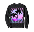 Palm Tree And Vaporwave Dolphin Sweatshirt - Streetwear Style for Adults - T-Shirt, Sweatshirt, Hoodie