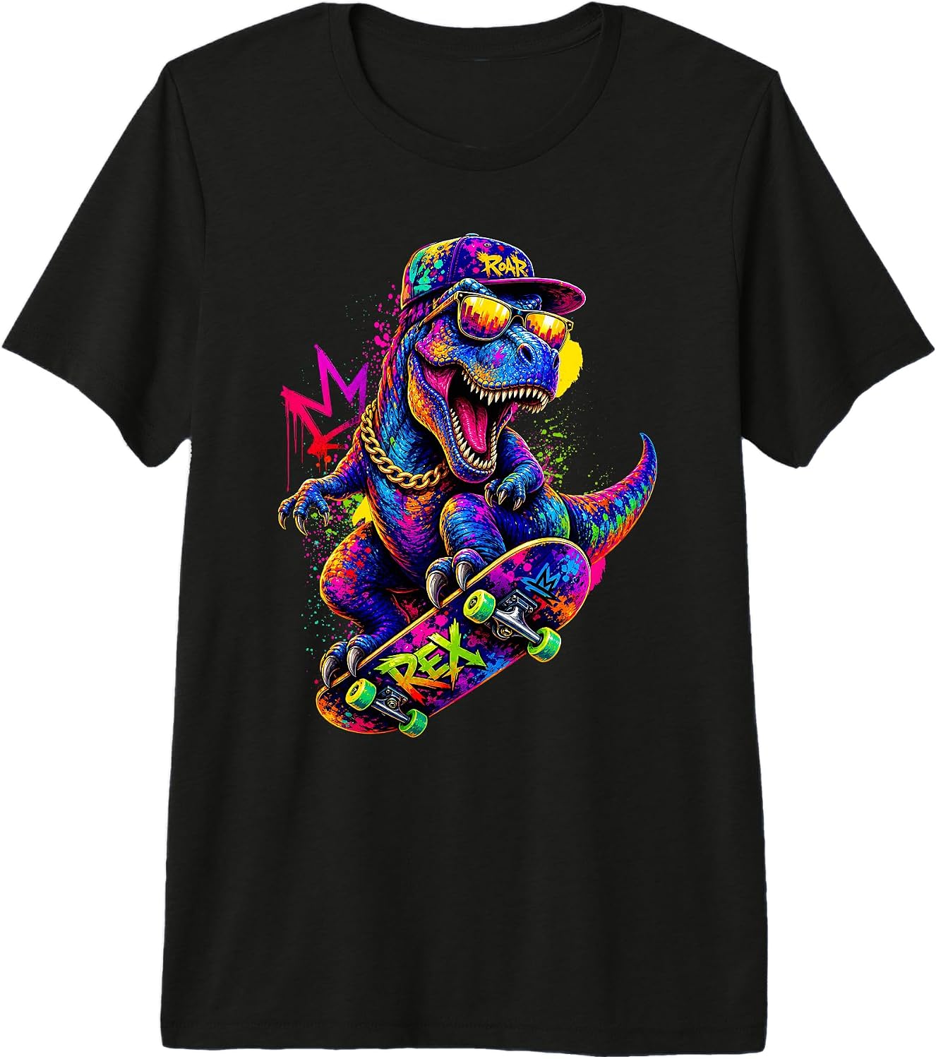 Dinosaur Skateboarding Graffiti B-boy Skateboarder - Adult & Kids T-Shirts, Sweatshirts & Hoodies apparel design preview 1