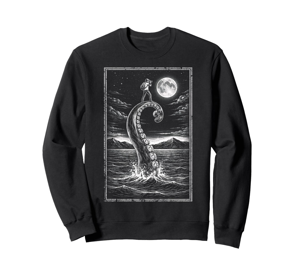 Photographer Octopus Moon Sweatshirt - Casual Everyday Wear for Adults - T-Shirt, Sweatshirt, Hoodie