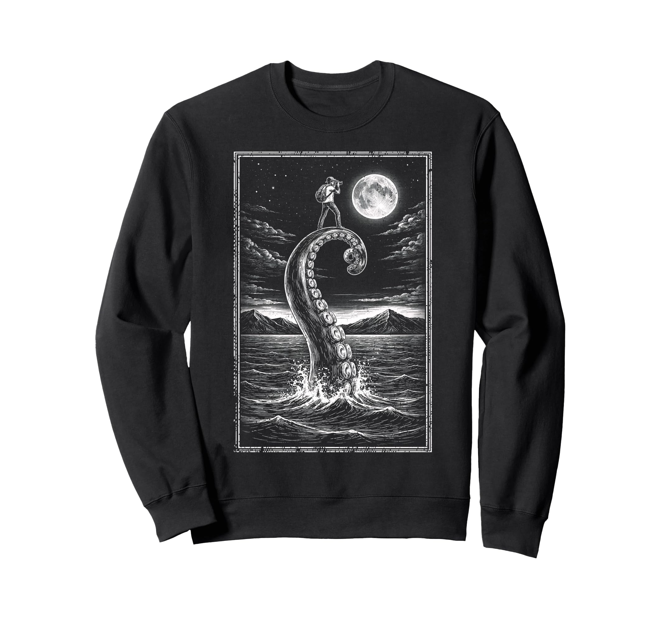 Photographer Octopus Moon Sweatshirt - Casual Everyday Wear for Adults - T-Shirt, Sweatshirt, Hoodie