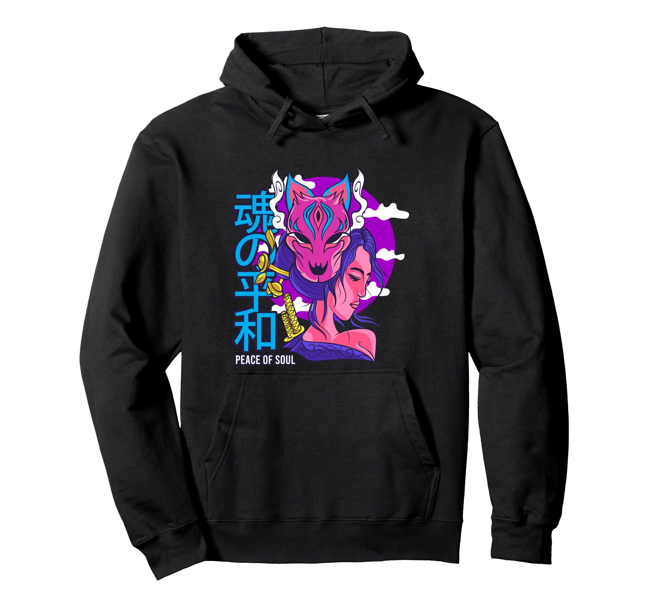 Japan Kitsune Fox Aesthetic Edgy Hoodie - Graphic Print for Adults - T-Shirt, Sweatshirt, Hoodie