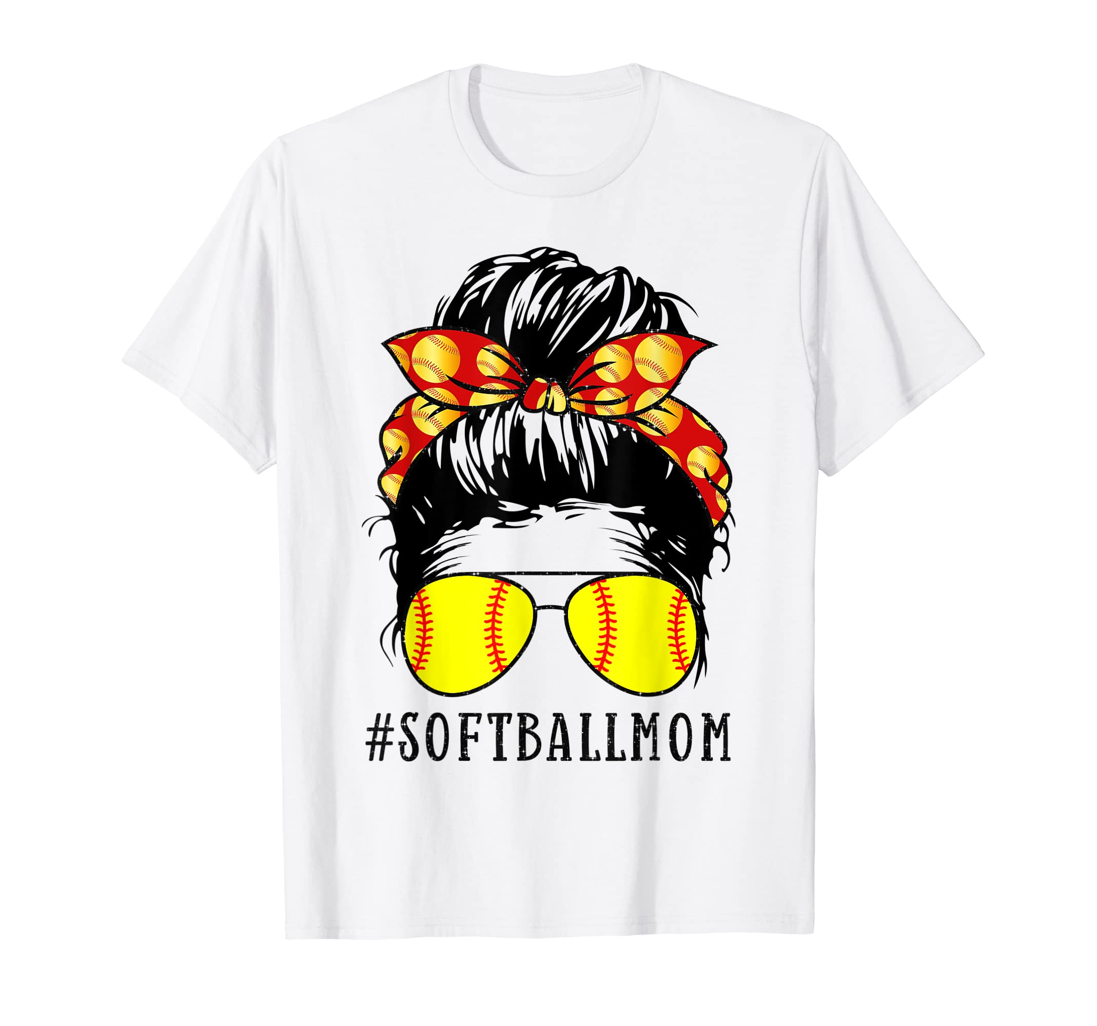 Softball Mom Messy Bun Messy Bun Mom T-Shirt - Streetwear Style for Adults - T-Shirt, Sweatshirt, Hoodie