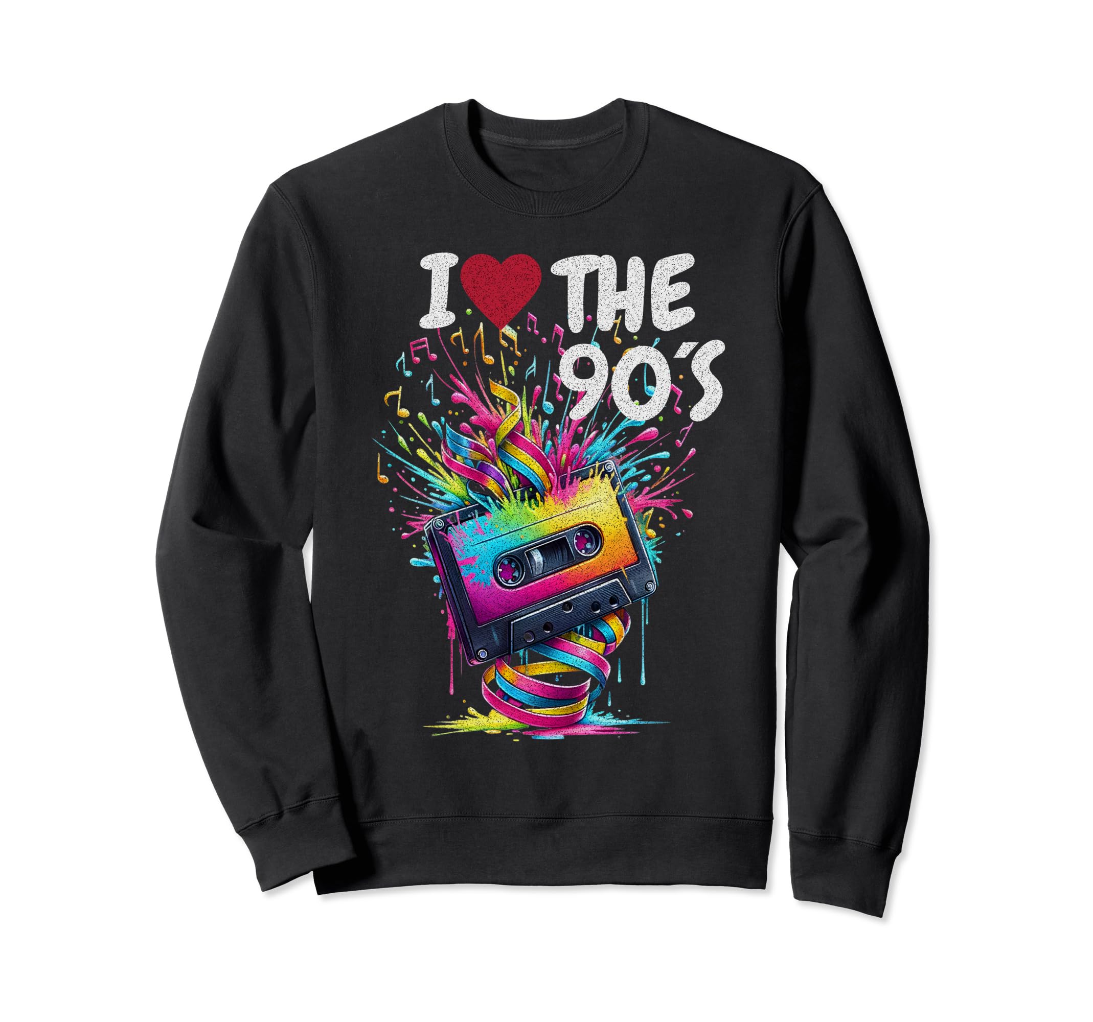 90S Music Notes Cassette Tape Music Sweatshirt - Trendy Graphic for Adults - T-Shirt, Sweatshirt, Hoodie