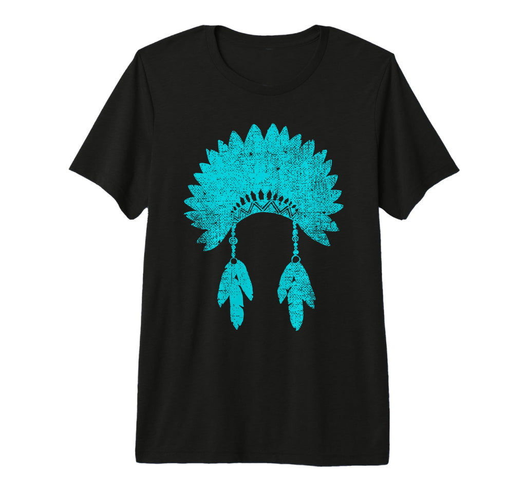 Native American Headdress Turquoise T-Shirt - Graphic Print Men Women - T-Shirt, Sweatshirt, Hoodie