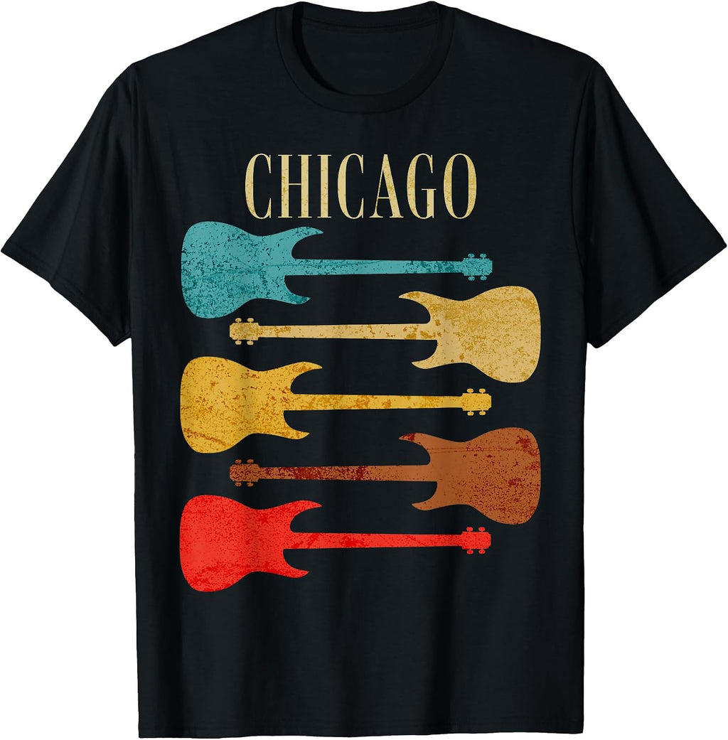 Vintage Chicago Guitars Rock Tour Vacation - Adult & Kids T-Shirts, Sweatshirts & Hoodies apparel design preview 1
