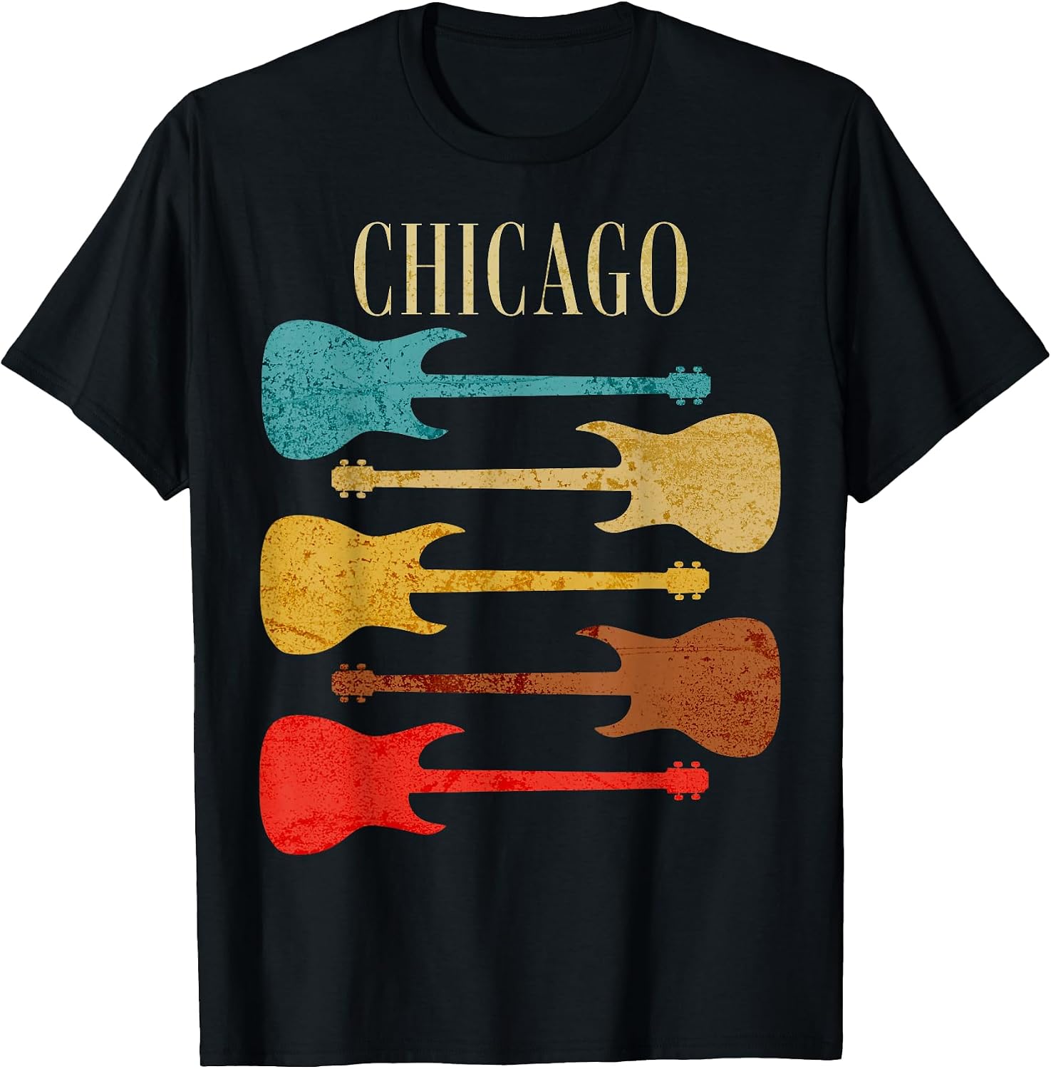 Vintage Chicago Guitars Rock Tour Vacation - Adult & Kids T-Shirts, Sweatshirts & Hoodies apparel design preview 1
