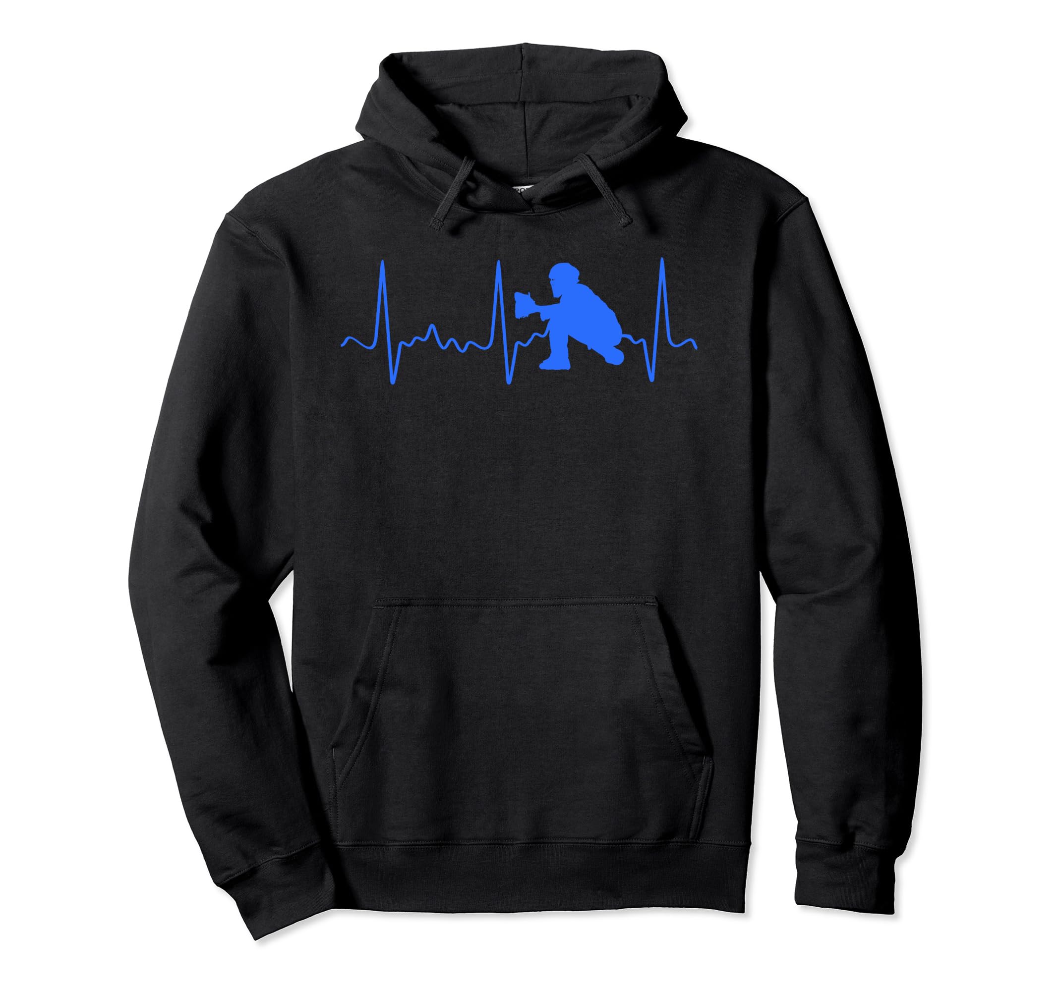 Blue Baseball Heartbeat Catcher Hoodie - Aesthetic Graphic for Adults - T-Shirt, Sweatshirt, Hoodie