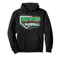 Hawks Baseball Home Plate Green Hoodie - Casual Everyday Wear Men Women - T-Shirt, Sweatshirt, Hoodie