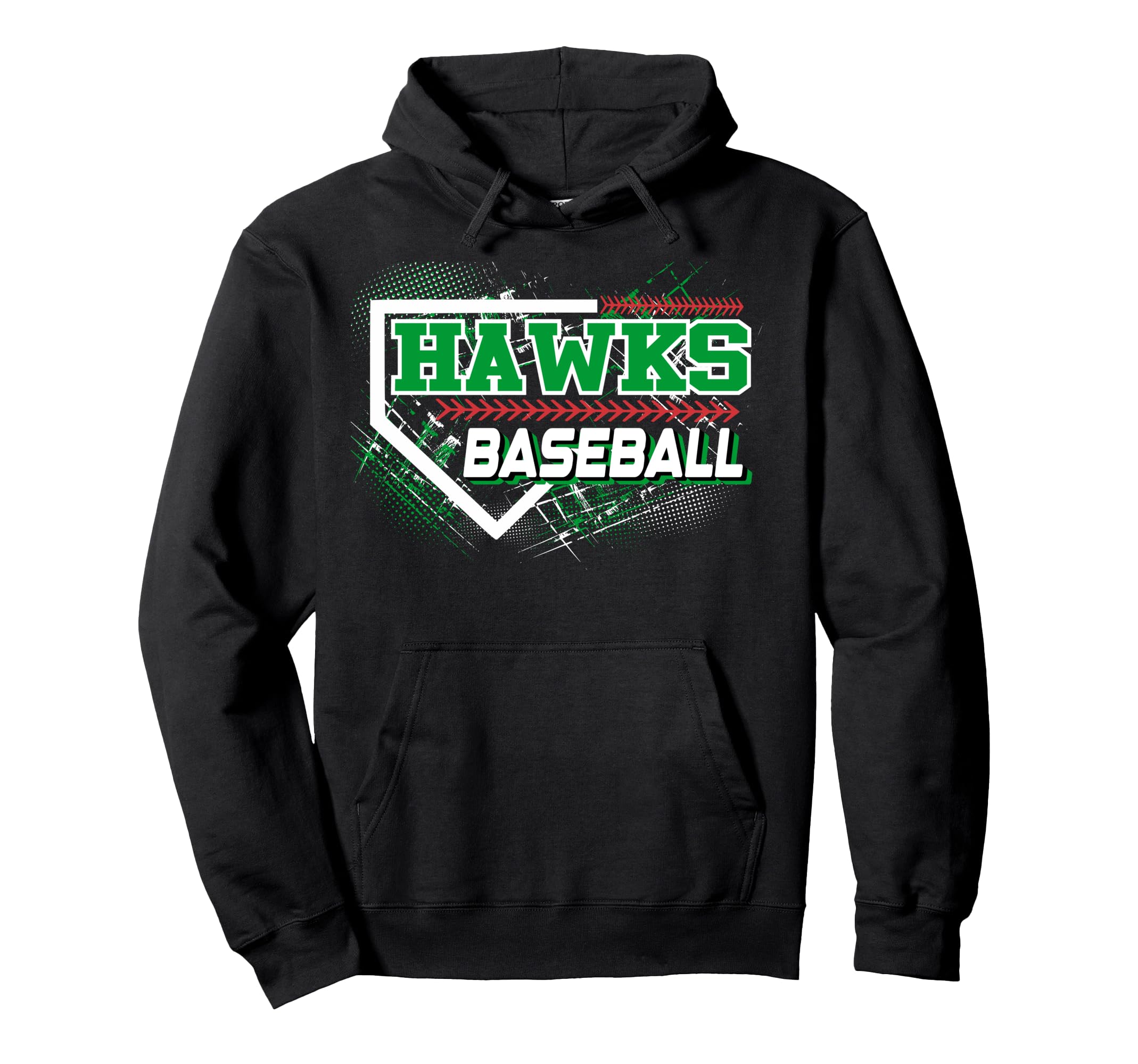Hawks Baseball Home Plate Green Hoodie - Casual Everyday Wear Men Women - T-Shirt, Sweatshirt, Hoodie