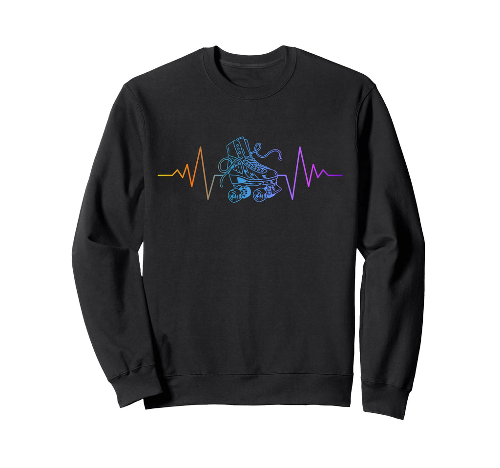 Roller Skating Skate Heartbeat Sweatshirt - Fun Novelty Design Men Women - T-Shirt, Sweatshirt, Hoodie
