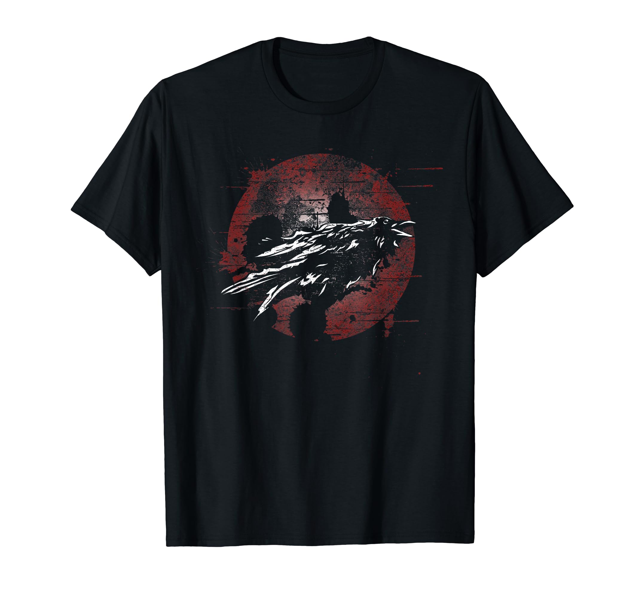 Raven Crow Distressed Halloween T-Shirt - Custom Art Print for Adults - T-Shirt, Sweatshirt, Hoodie