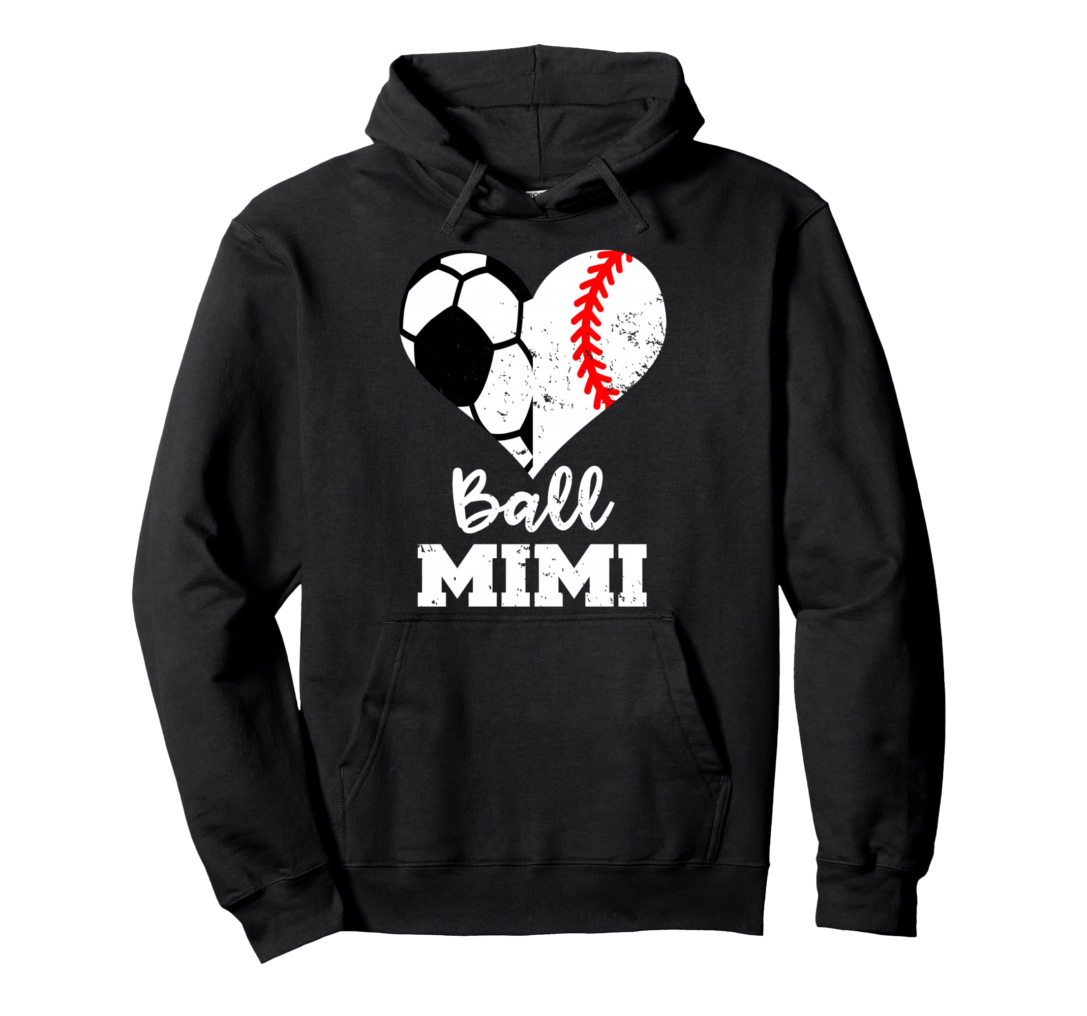 Ball Mimi Funny Soccer Baseball Heart Hoodie - Novelty Apparel Men Women - T-Shirt, Sweatshirt, Hoodie