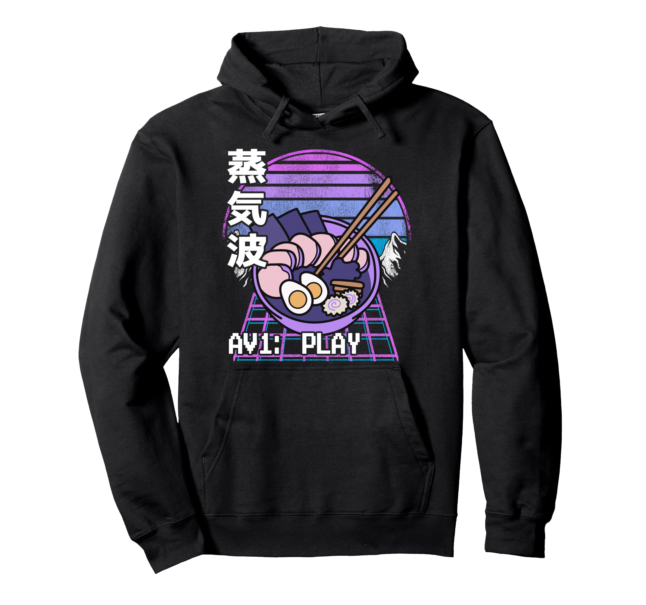 Vaporwave Aesthetic Ramen Bowl 90S Hoodie - Novelty Apparel for Adults - T-Shirt, Sweatshirt, Hoodie