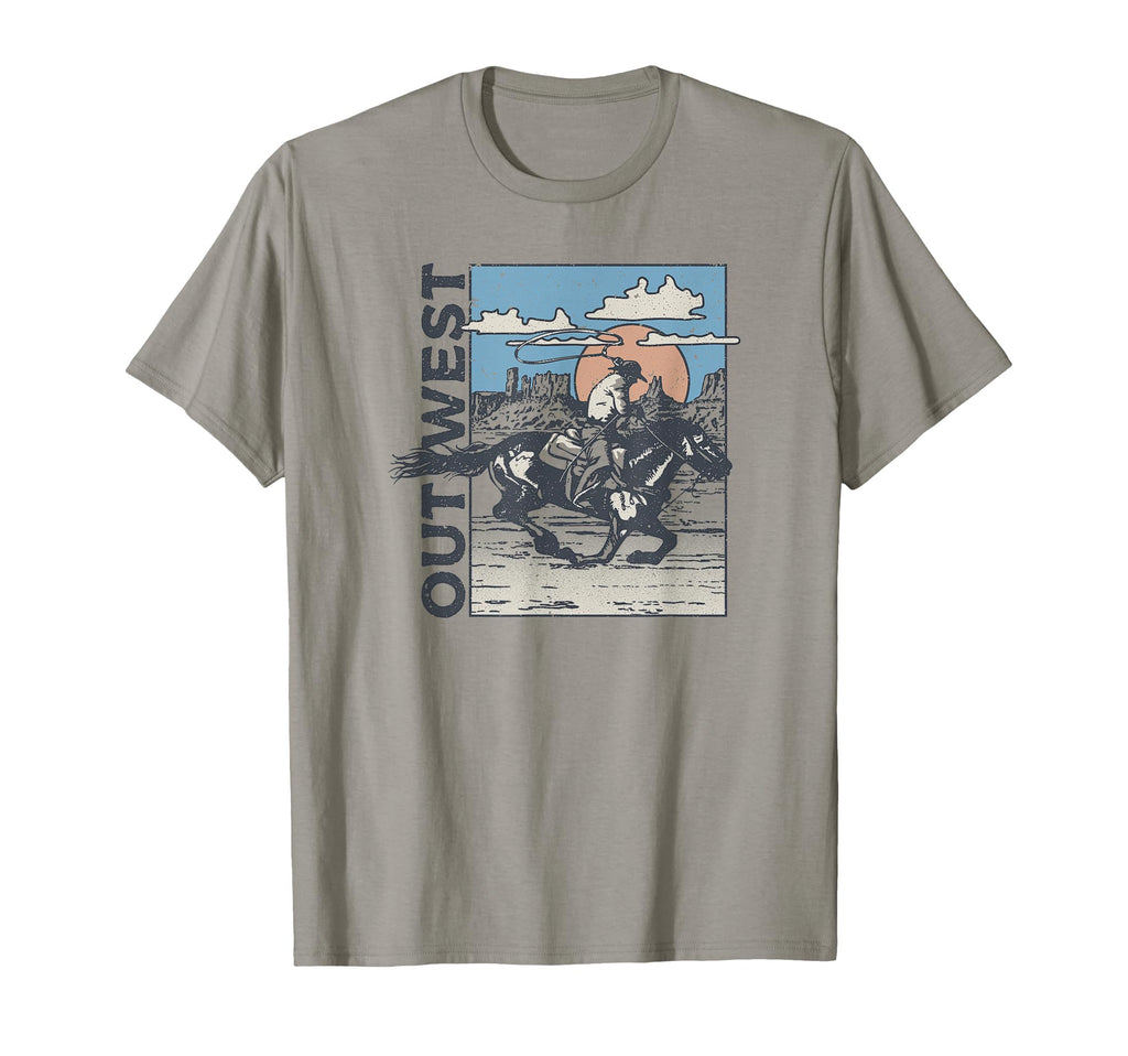 Out West Cowboy Horse Rider Portrait T-Shirt - Graphic Print Men Women - T-Shirt, Sweatshirt, Hoodie