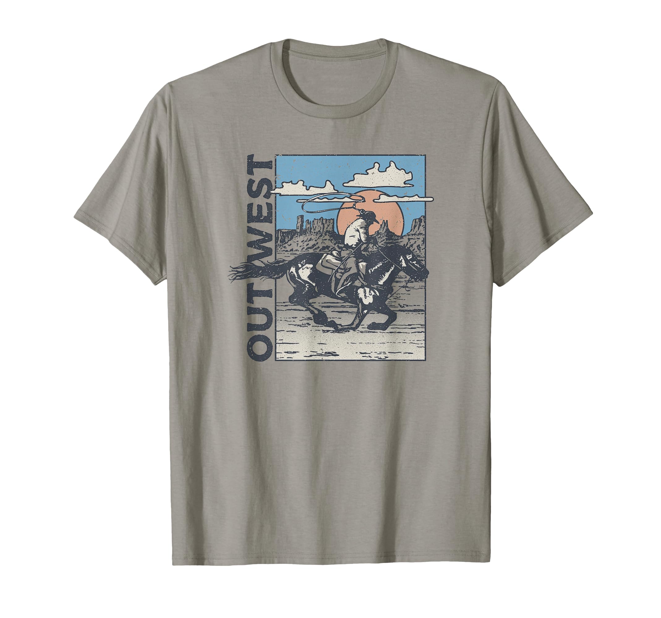 Out West Cowboy Horse Rider Portrait T-Shirt - Graphic Print Men Women - T-Shirt, Sweatshirt, Hoodie