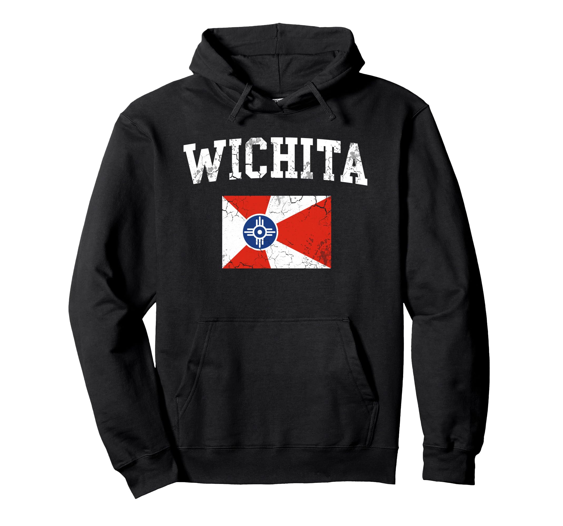 Wichita Flag Kansas Distressed Hoodie - Novelty Apparel Unisex - T-Shirt, Sweatshirt, Hoodie