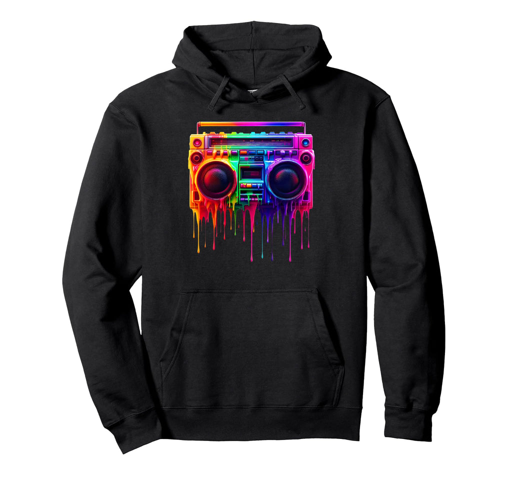 Dripping Paint Boombox Old School 80S Hoodie - Streetwear Style Unisex - T-Shirt, Sweatshirt, Hoodie