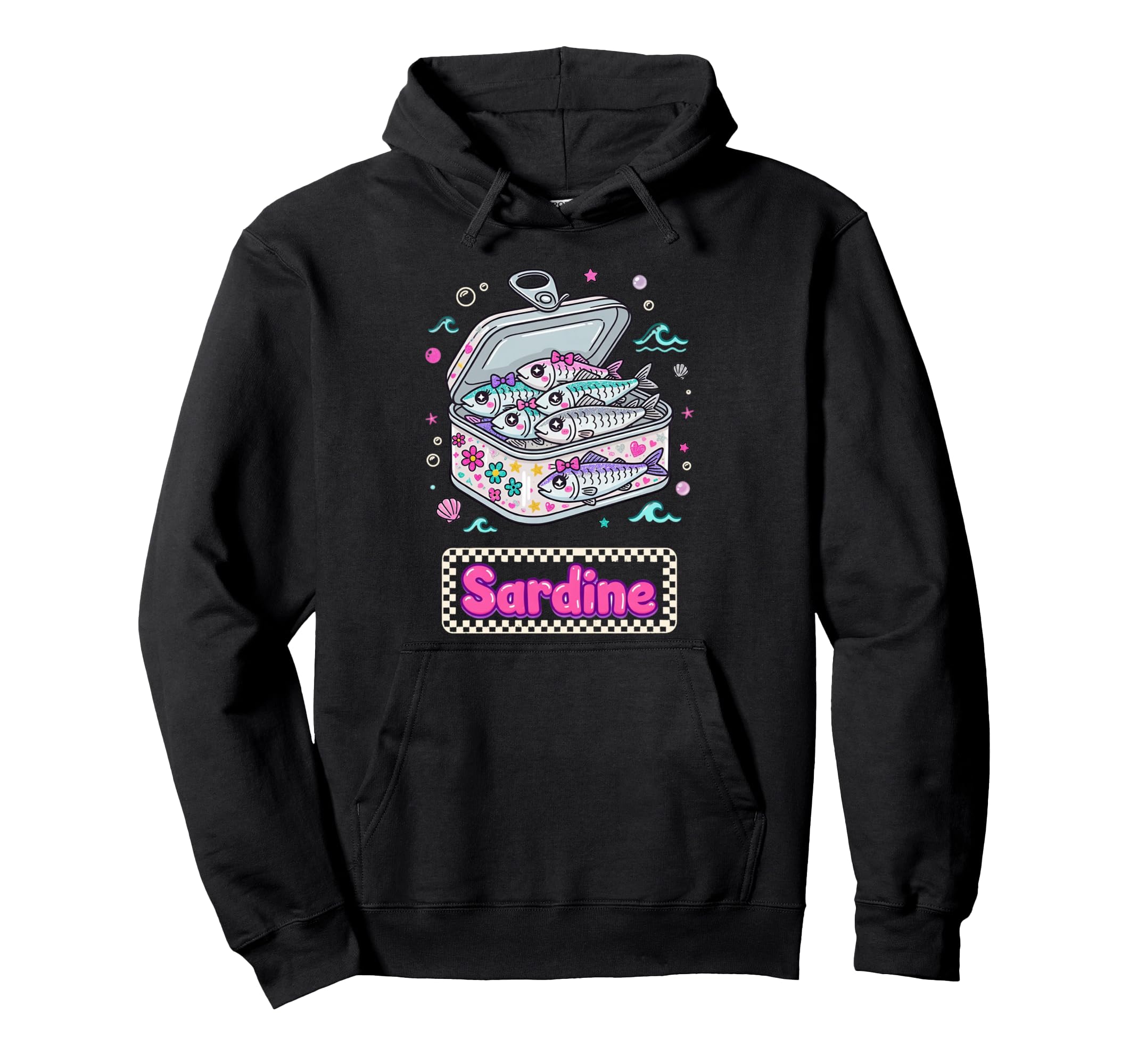 Pastel Kawaii Sardine Tin Fish Hoodie - Aesthetic Graphic for Adults - T-Shirt, Sweatshirt, Hoodie