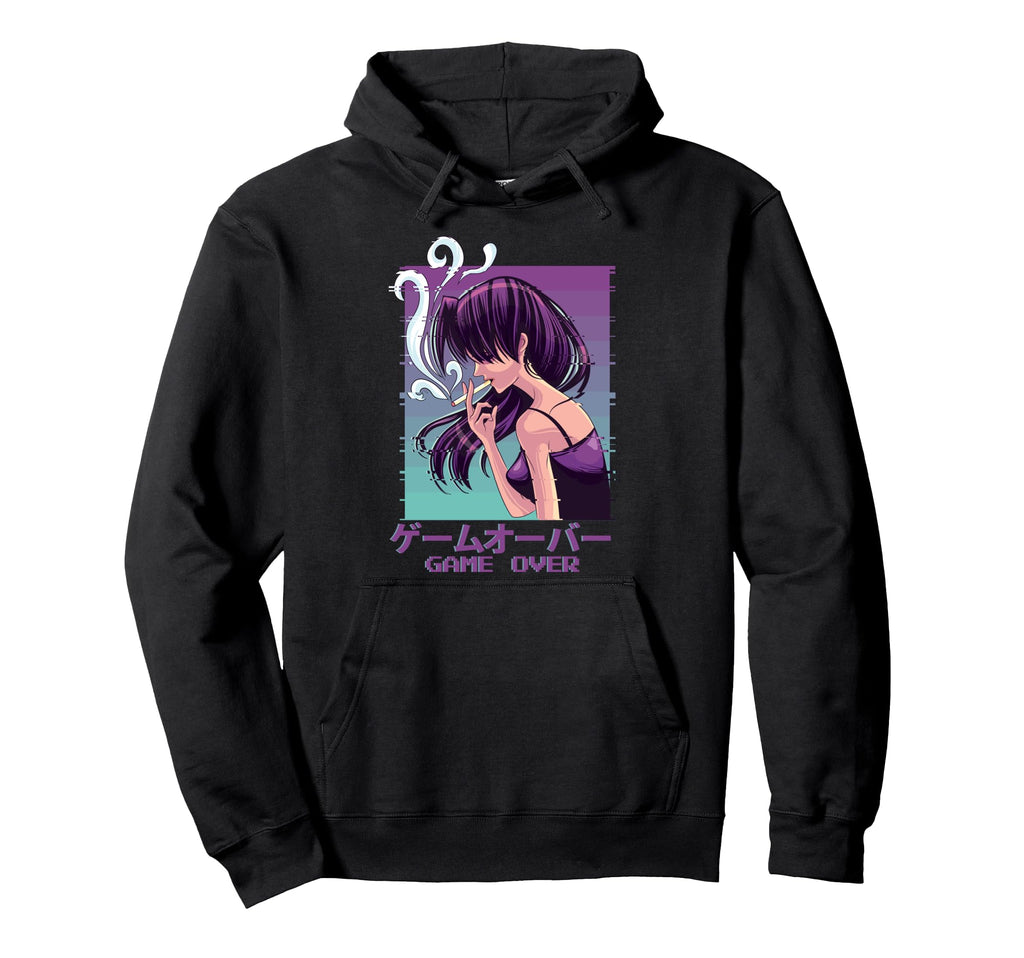 Japanese Vaporwave Sad Anime Game Hoodie - Aesthetic Graphic for Adults - T-Shirt, Sweatshirt, Hoodie