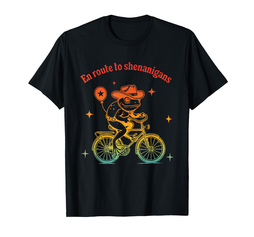 En Route To Shenanigans Frog Cowboy T-Shirt - Graphic Print for Adults - T-Shirt, Sweatshirt, Hoodie
