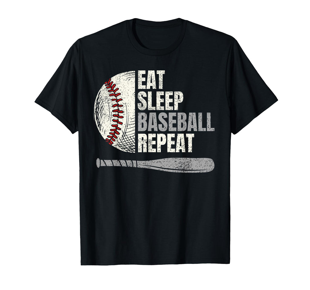 Eat Sleep Baseball Repeat Baseball T-Shirt - Custom Art Print Men Women - T-Shirt, Sweatshirt, Hoodie