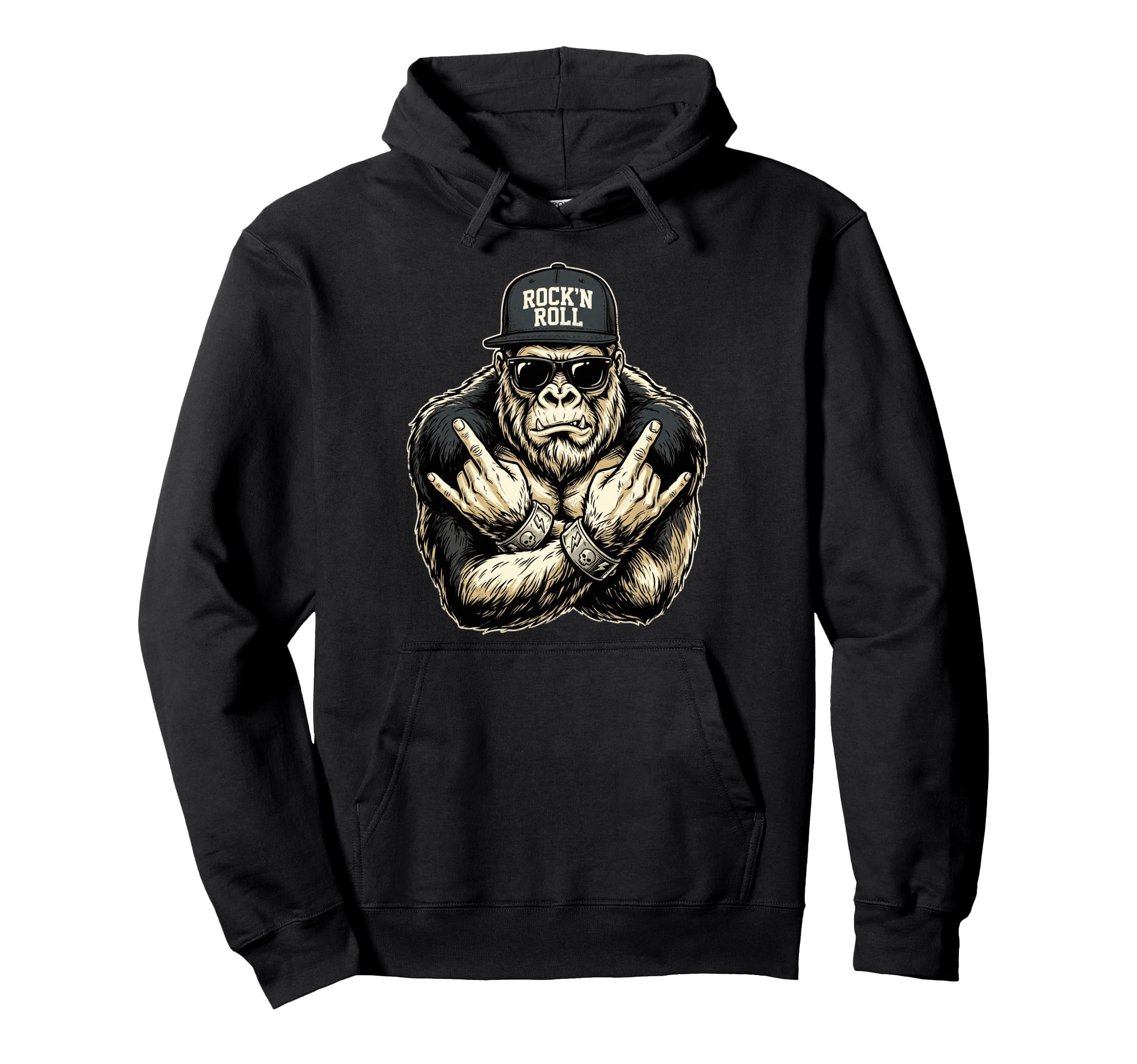 Bigfoot Rock Sasquatch Heavy Metal Hoodie - Graphic Print for Adults - T-Shirt, Sweatshirt, Hoodie