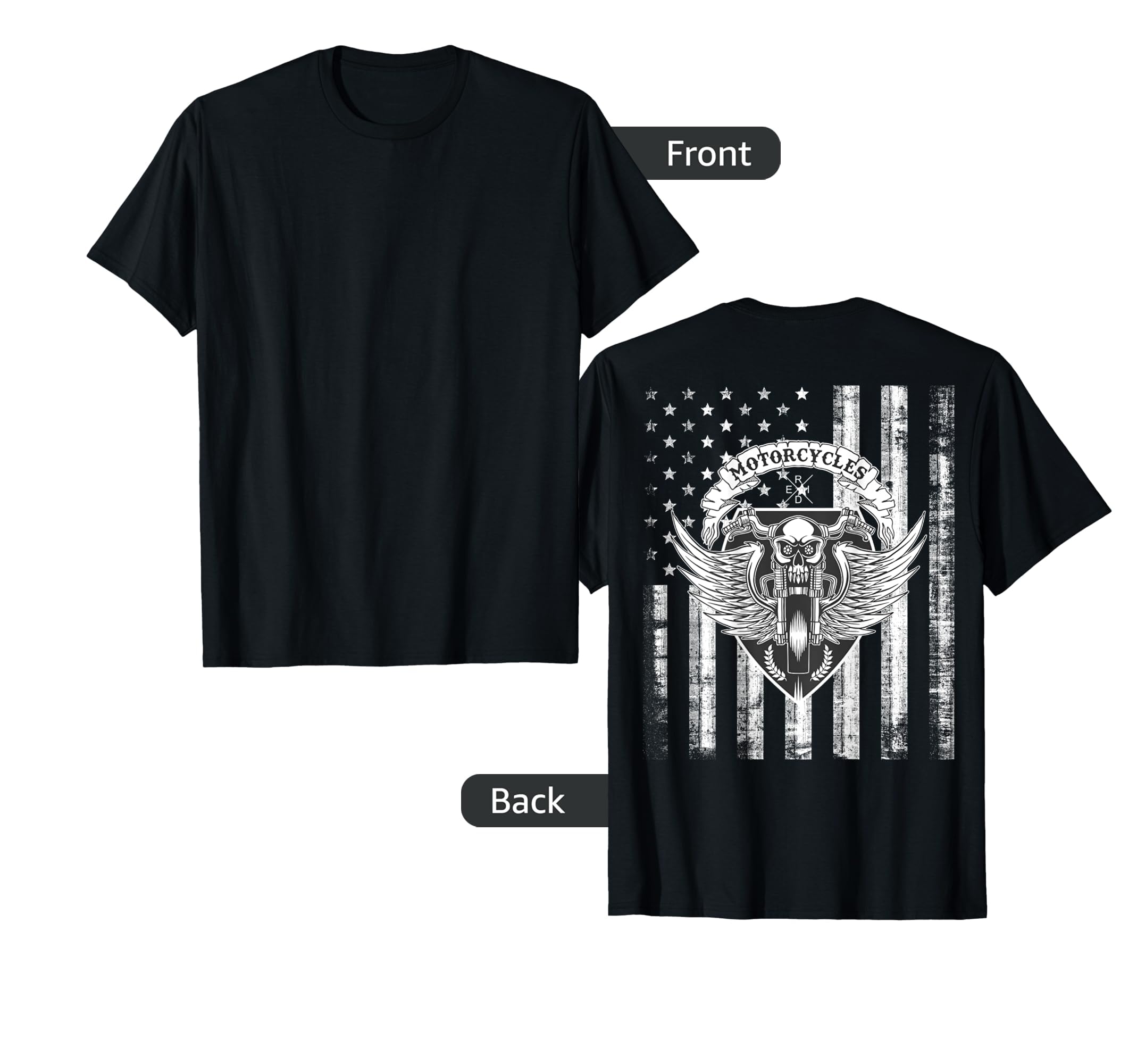 Biker Motorcycle Skull Distressed Usa Flag T-Shirt - Trendy Graphic Unisex - T-Shirt, Sweatshirt, Hoodie