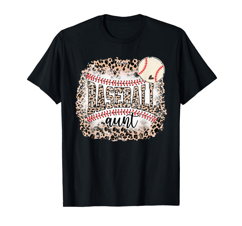 Baseball Aunt Leopard Softball Auntie T-Shirt - Minimalist Print Unisex - T-Shirt, Sweatshirt, Hoodie