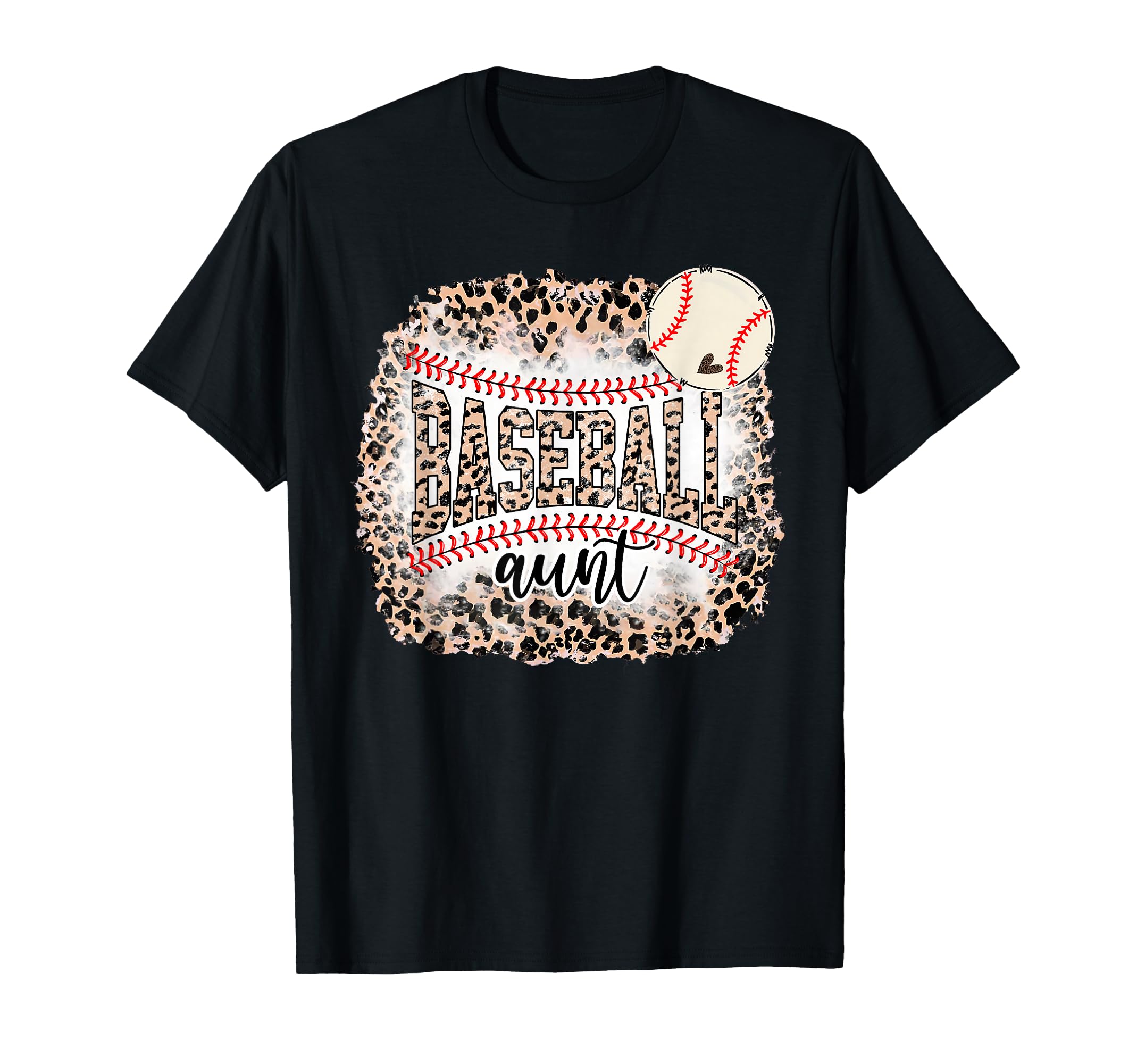 Baseball Aunt Leopard Softball Auntie T-Shirt - Minimalist Print Unisex - T-Shirt, Sweatshirt, Hoodie