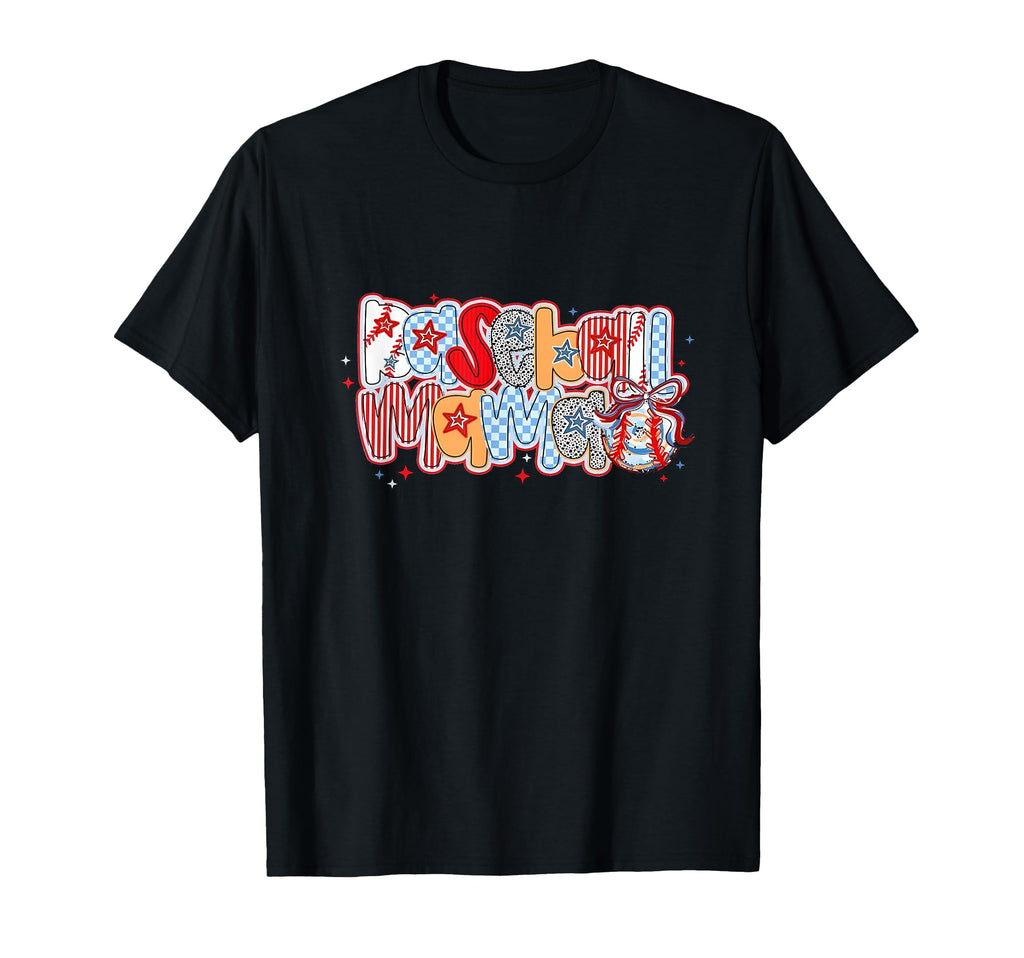 Baseball Mama Coquette Bow Game Day T-Shirt - Fun Novelty Design for Adults - T-Shirt, Sweatshirt, Hoodie