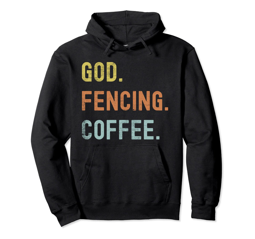 Vintages Fencing And Coffee Distressed Hoodie - Novelty Apparel for Adults - T-Shirt, Sweatshirt, Hoodie