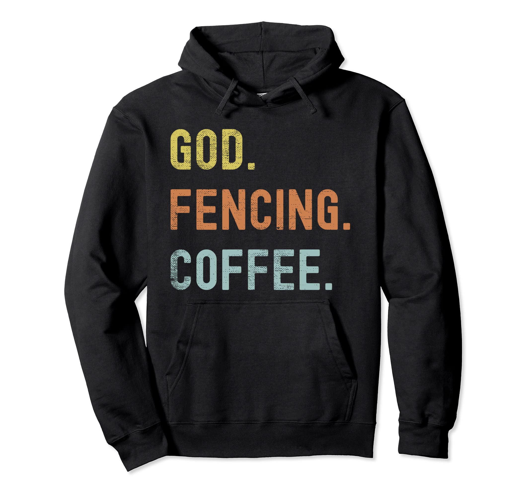 Vintages Fencing And Coffee Distressed Hoodie - Novelty Apparel for Adults - T-Shirt, Sweatshirt, Hoodie
