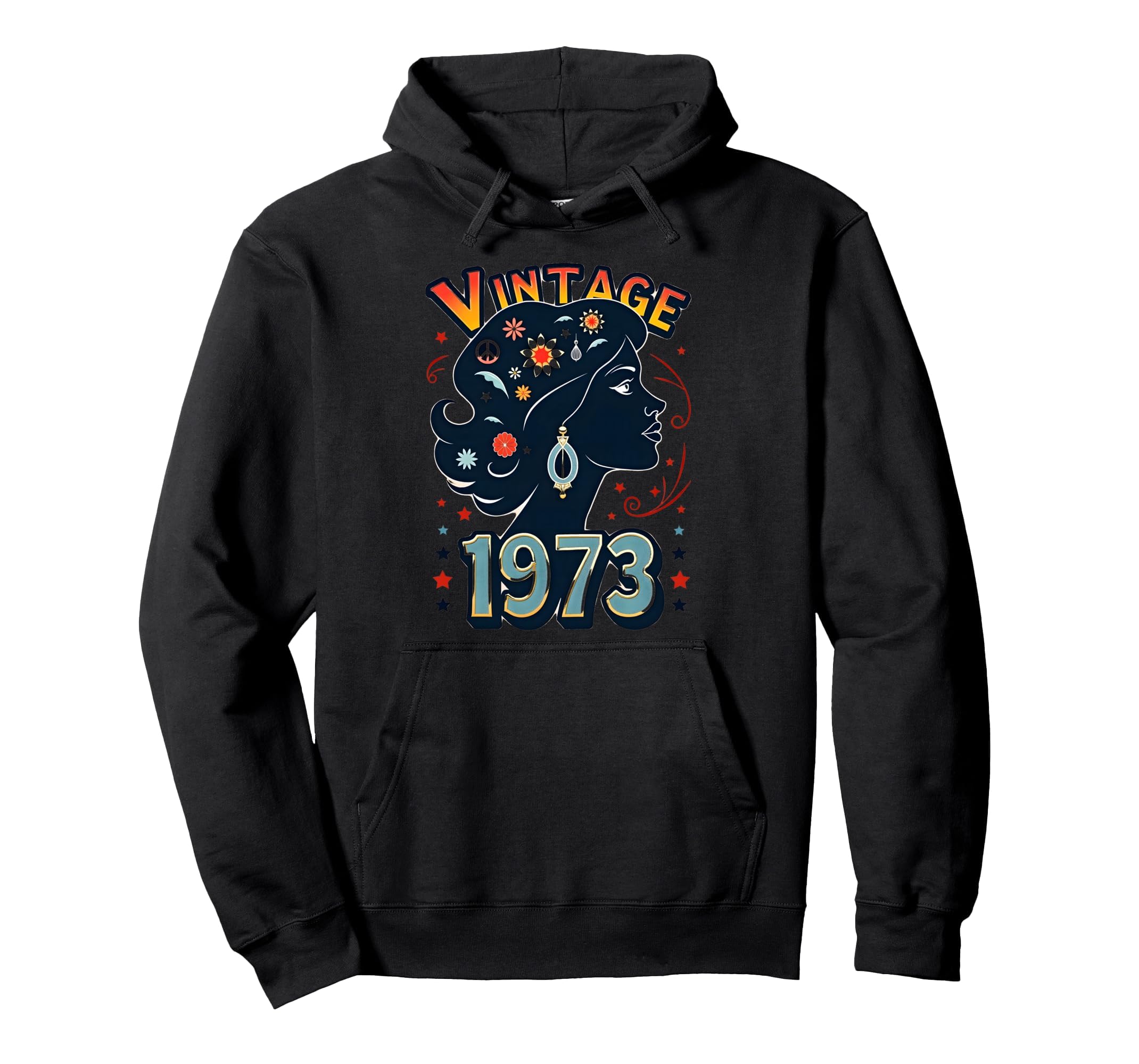 1973 Flower Power Peace Hippie Birthday Hoodie - Minimalist Print Men Women - T-Shirt, Sweatshirt, Hoodie
