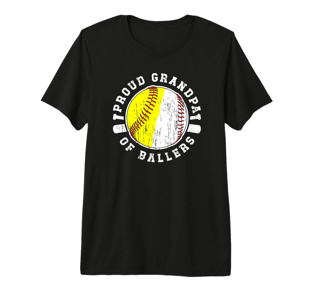 Mens Proud Grandpa Ballers Softball T-Shirt - Unique Graphic Unisex - T-Shirt, Sweatshirt, Hoodie