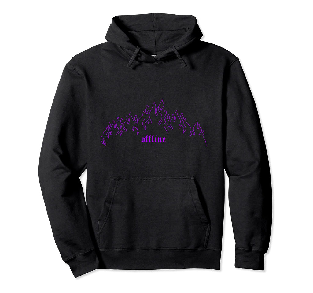90S Grunge E E Offline Purple Flames Hoodie - Streetwear Style Unisex - T-Shirt, Sweatshirt, Hoodie