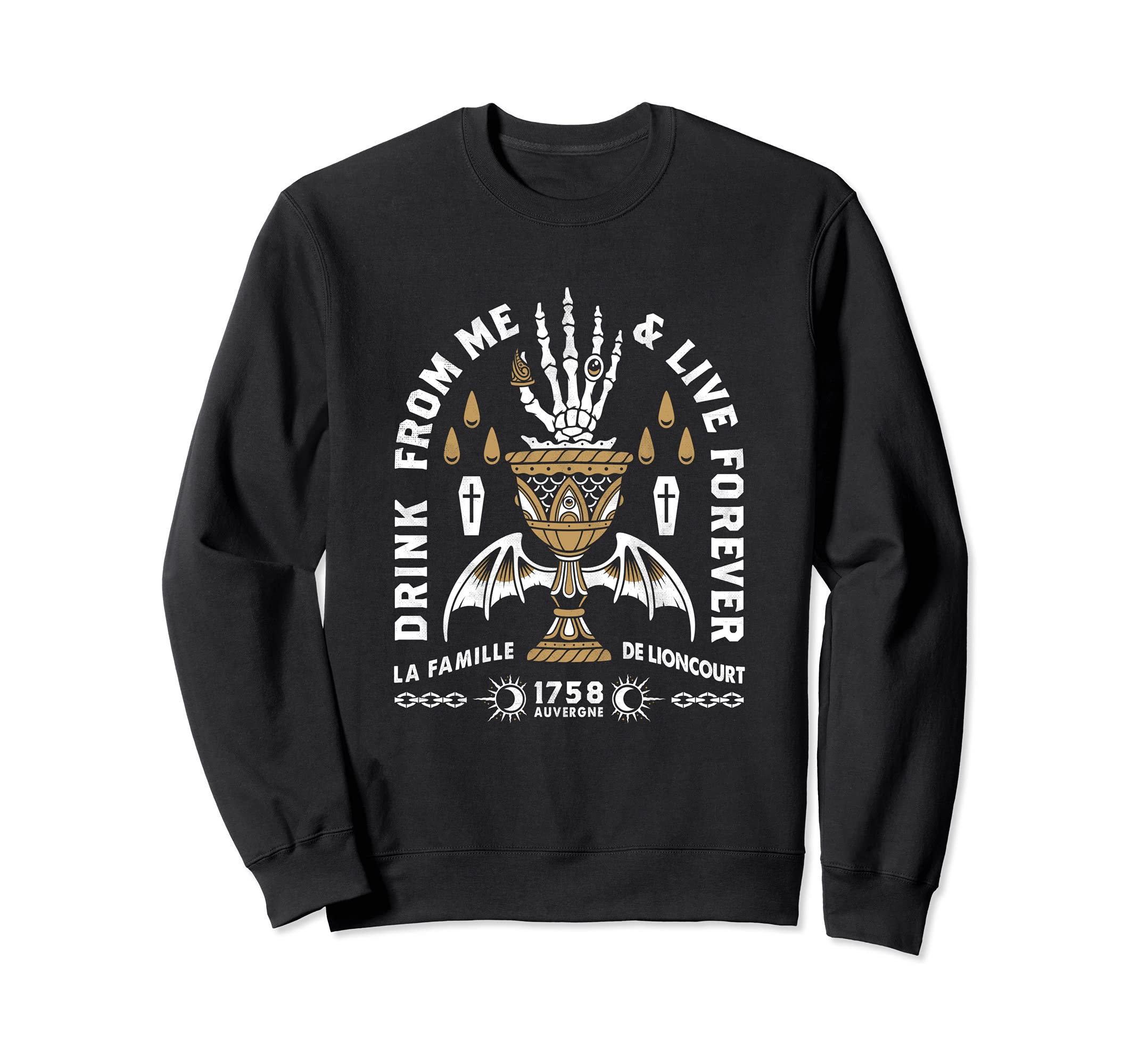 Drink From Me Vampire Distressed Sweatshirt - Fun Novelty Design Men Women - T-Shirt, Sweatshirt, Hoodie