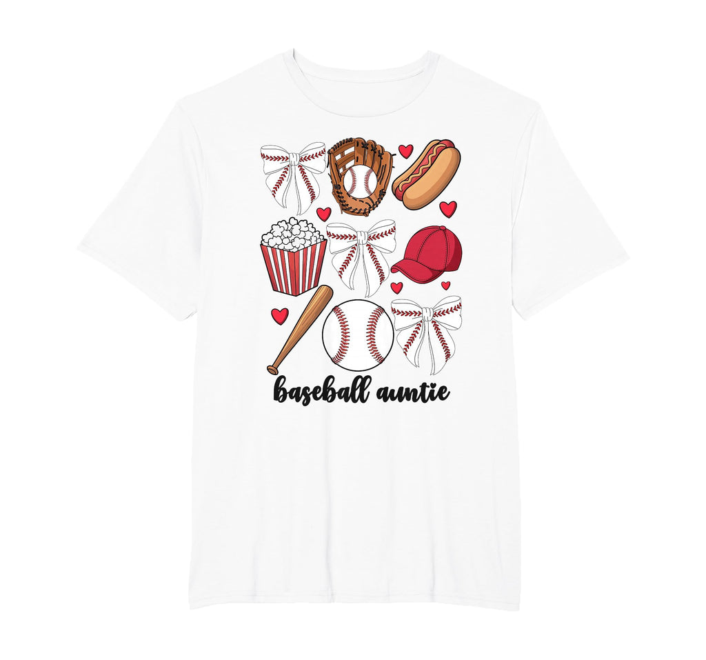 Baseball Auntie Coquette Bow Nephew T-Shirt - Custom Art Print Men Women - T-Shirt, Sweatshirt, Hoodie