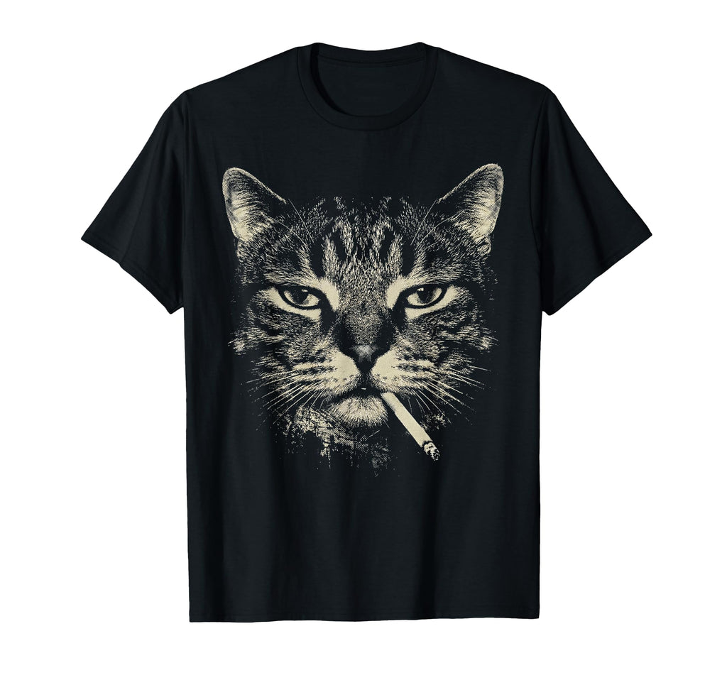 Funny Tabby Cat Smoking Cigarette T-Shirt - Minimalist Print Men Women - T-Shirt, Sweatshirt, Hoodie