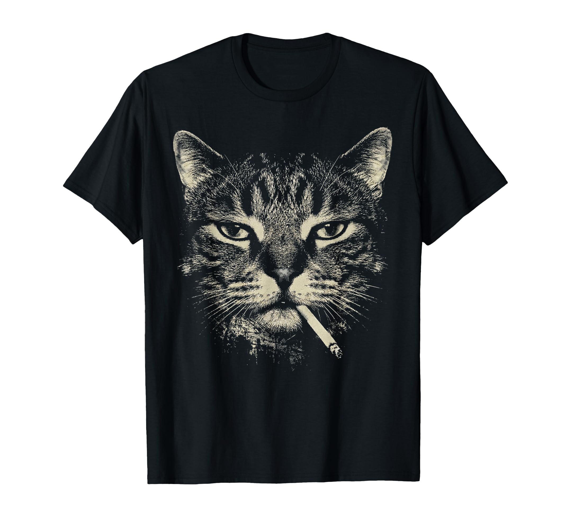 Funny Tabby Cat Smoking Cigarette T-Shirt - Minimalist Print Men Women - T-Shirt, Sweatshirt, Hoodie