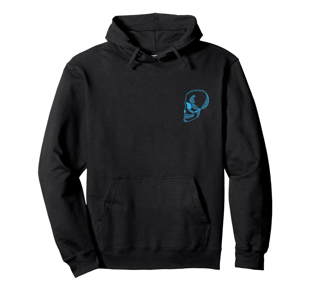 Blue Skull Surf Front Back Hoodie - Fun Novelty Design Unisex - T-Shirt, Sweatshirt, Hoodie